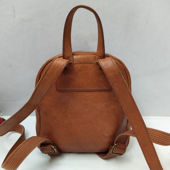 Madewell Brown Leather Zipper Pockets Top handle Backpack main image 6
